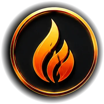 Fire element emblem, a glowing metallic ring on black